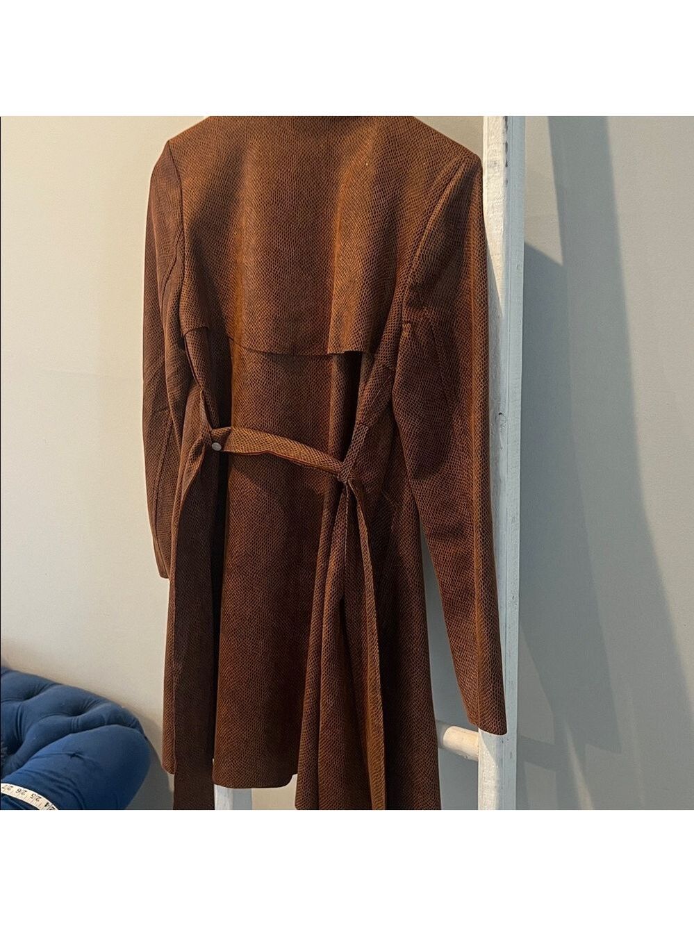 Solitaire Anthropologie nwt suede Textured Brown snakeskin Jacket trenchcoat S - Picture 13 of 13